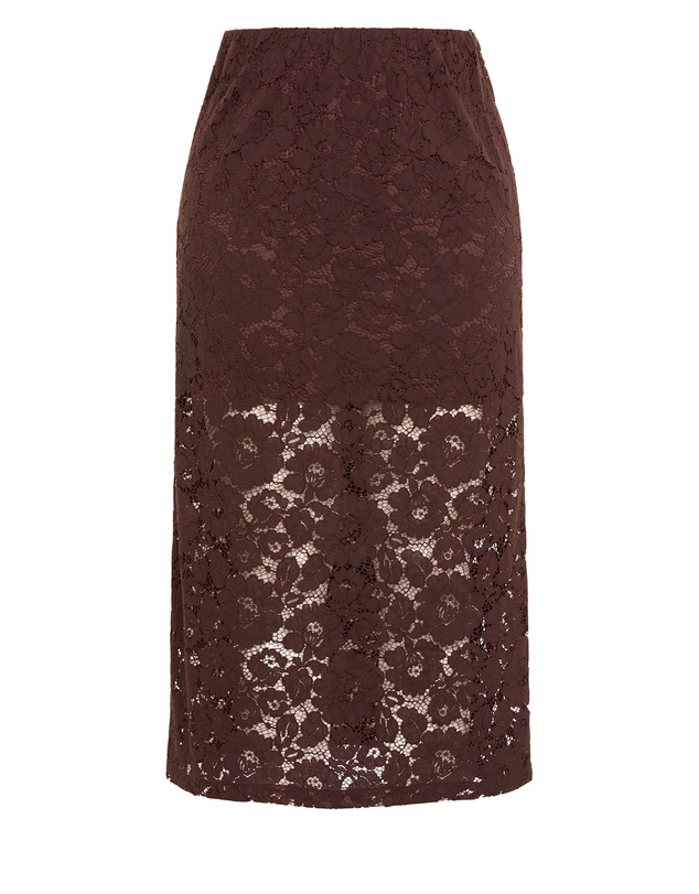 City Chic - Plus size Lani Lace Skirt - chocolate