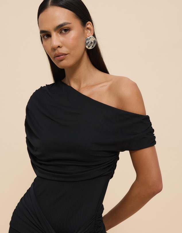 Revibe - Repaired CHANCERY Margot One Shoulder Drape Maxi Dress - AU 12