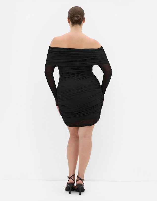 City Chic - Halle Mesh Tie Ruched Dress