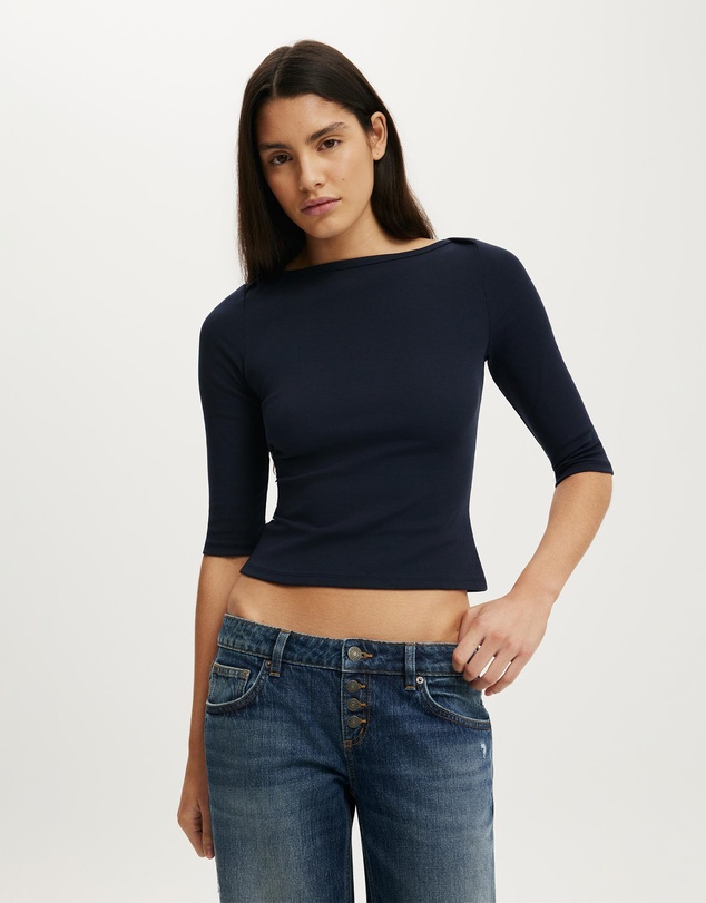 Cotton On - 90S Boatneck ¾ Sleeve