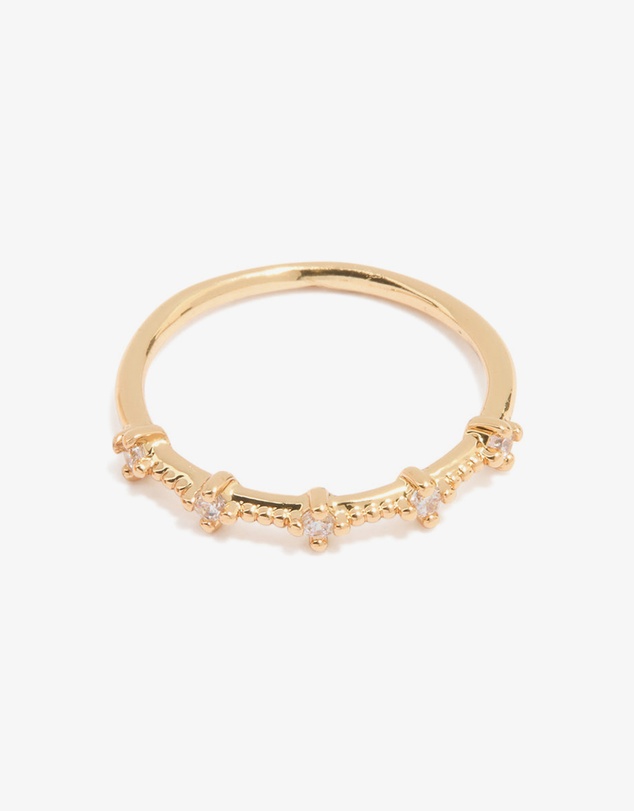 Lovisa - Gold Plated Red Cubic Zirconia Elegant Pear Stacking Rings 3-Pack