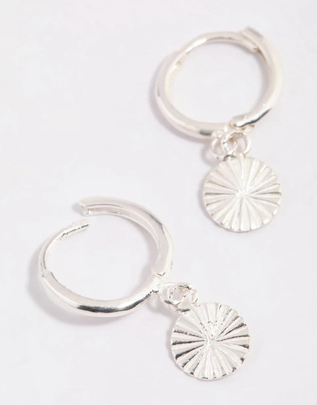 Lovisa - Sterling Silver Etched Huggie Hoop Earrings