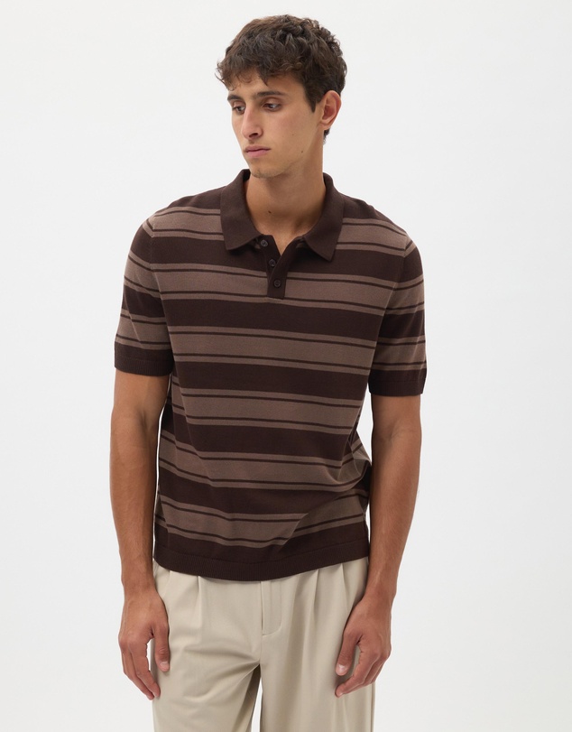 AERE - Cotton Stripe Knit Polo