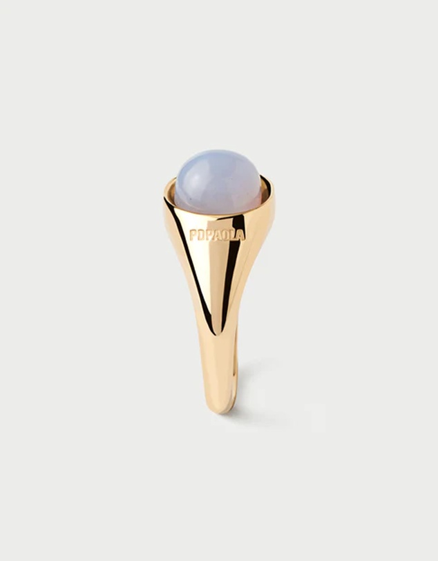 PDPAOLA - Blue Lace Agate Moon Ring