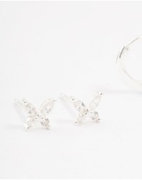 Lovisa - Sterling Silver Butterfly & Hoop Stud Earrings 2-Pack