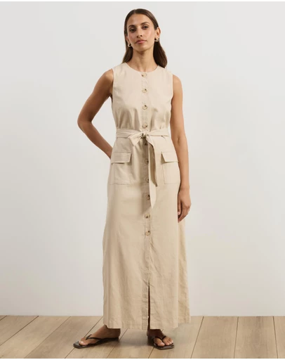 Atmos&Here - Hailey Linen Blend Midi Dress