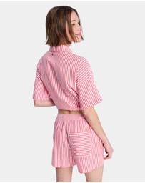 Roxy - Womens Lekeito Break High Stripe Beach Shorts