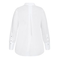 City Chic - Plus size Elevated Long Sleeve Stretch Shirt - white