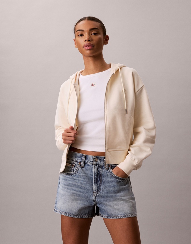 Calvin Klein Jeans - Cropped Monogram Zip-Up Hoodie