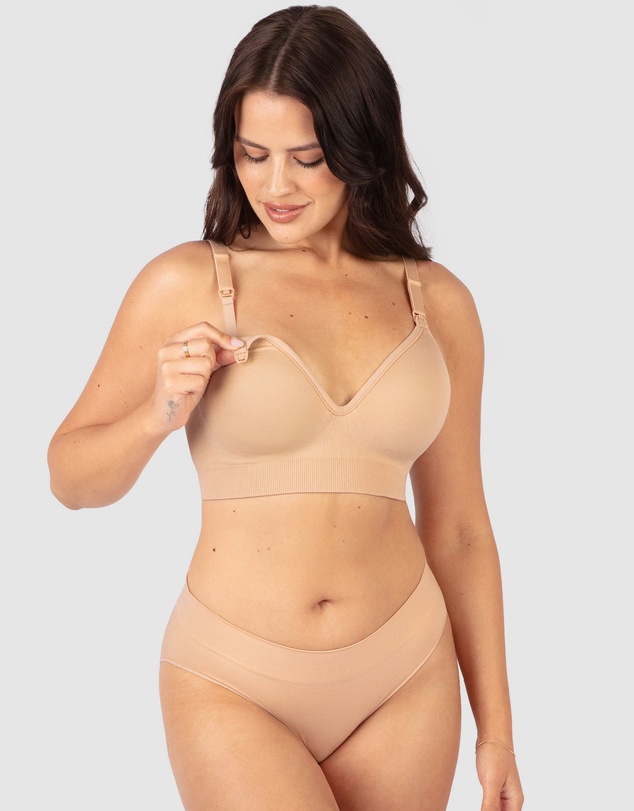 B Free Intimate Apparel - Plunge Nursing Comfort Bra – Wireless with Fixed Moulded Cups (B-C-D) Cup