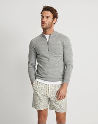 Oxford - Perry Zip Collar Knit Top
