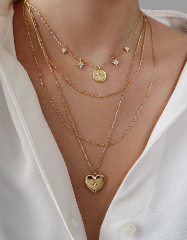 Wanderlust + Co - Heart Gold Locket Necklace