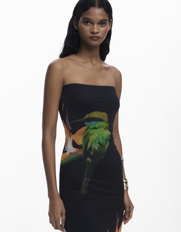Desigual - Strapless long printed Dress