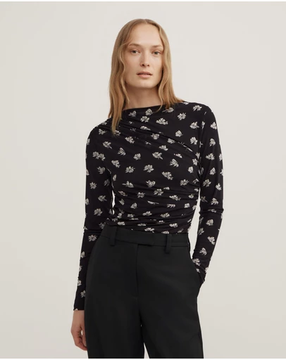 Witchery - Mesh Drape Long Sleeve Top