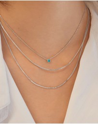 Ania Haie - Silver Bezel-Set Lab-Created Turquoise Solitaire Necklace