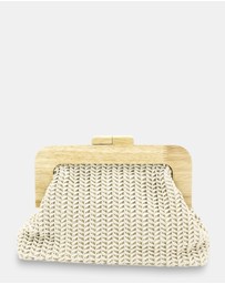 Morgan & Taylor - Erica Woven Clutch in Beige