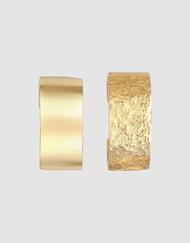 Elli Jewelry - Earrings Earcuff Set Hammered Classic in 925 Sterling Silver Gold Plated