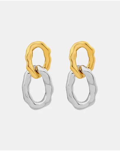 Zoe Olivia - Waterproof Textured Oval Drop Stud Earrings