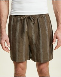 AERE - Linen Stripe Euro Shorts