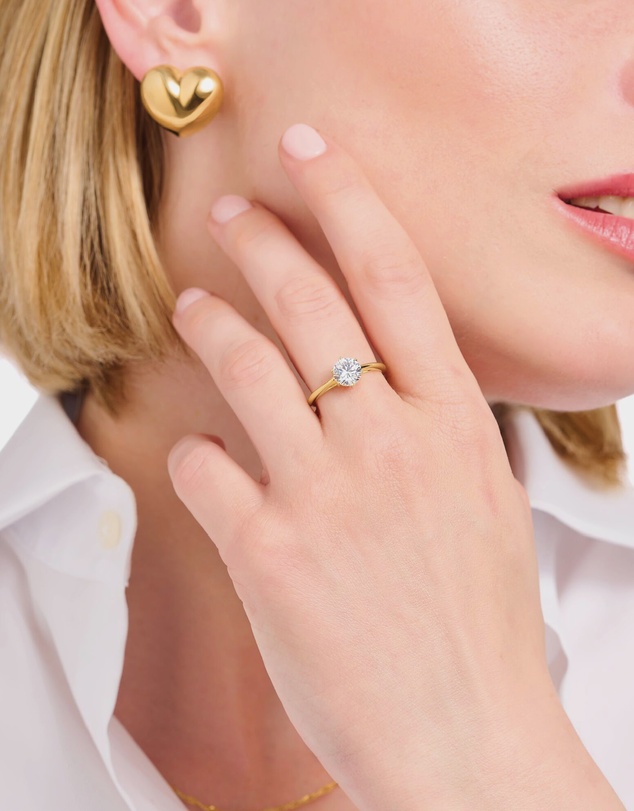 THOMAS SABO - Ring with white zirconia in brilliant cut gold