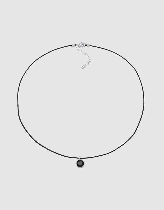Elli Jewelry - Black Crystal Nylon Choker Necklace in 925 Silver