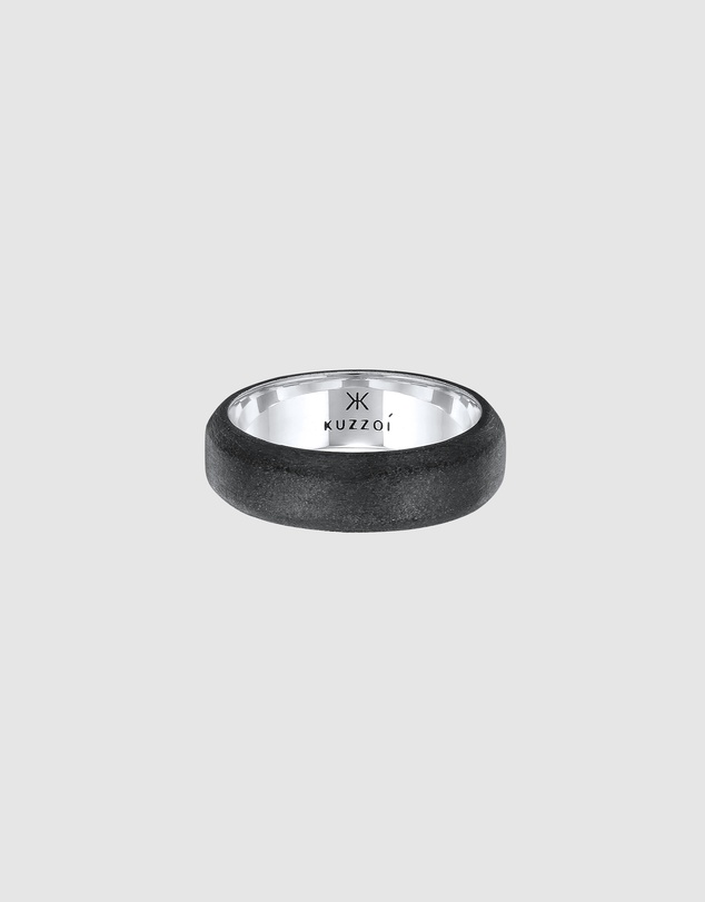 Kuzzoi - ICONIC EXCLUSIVE - Bevelled Band Ring in Oxidised 925 Sterling Silver