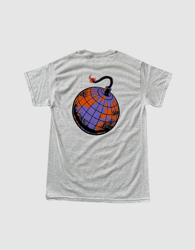 KFD - Kfd Boom Men Logo Cotton Tshirt Relaxed Fit Crew Neck Grey/Orange