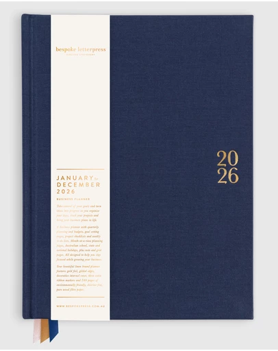 Bespoke Letterpress - 2026 Business Planner - Midnight