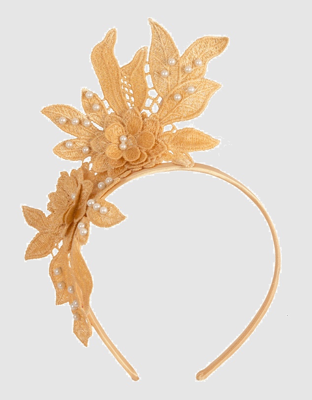 Max Alexander - Lace Crown Gold Headband Fascinator