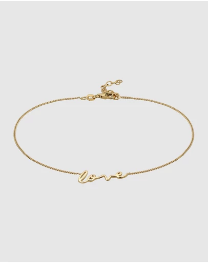 Elli Jewelry - Love Anklet in Gold-Plated 925 Sterling Silver