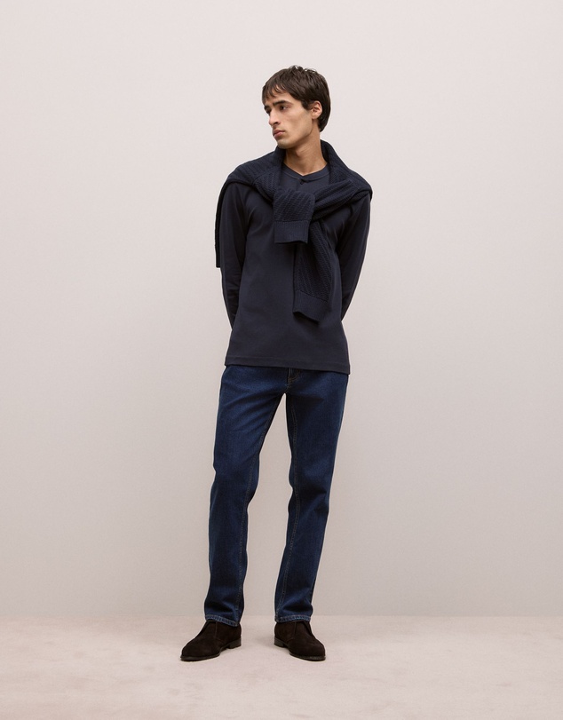 Trenery - Cotton Henley in Navy