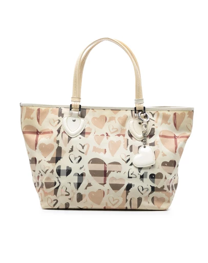 Pre-Loved by Azura Reborn - Pre-Loved House Check Coated Canvas Hearts Gracie Tote