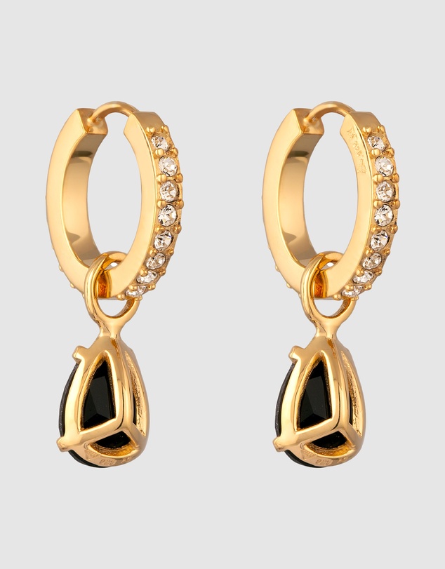 Elli Jewelry - Crystal Teardrop Hoop Earrings in Gold-Plated 925 Silver