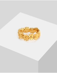 Elli Jewelry - Ring Band Flower Hippie in 925 Sterling Silver Gold Plated