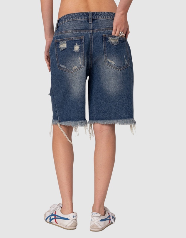 EDIKTED - Distressed Denim Bermuda Shorts
