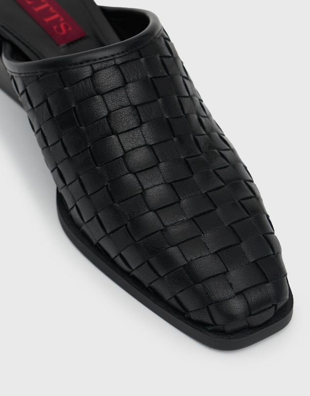 Betts - Dice Leather Woven Block Heeled Mules