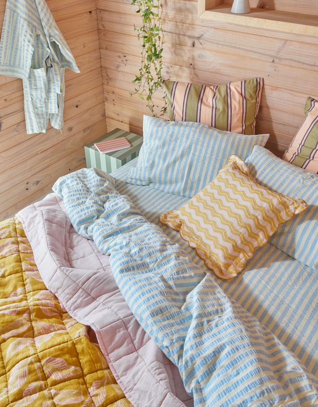 Mosey Me - Butter Blue Seersucker Flat Sheet