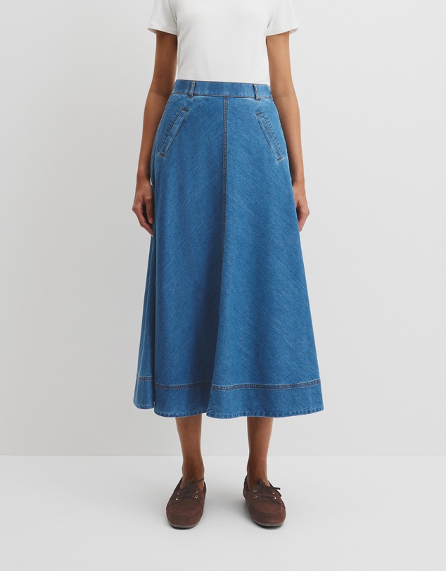 Country Road - Lightweight Denim Midi Skirt