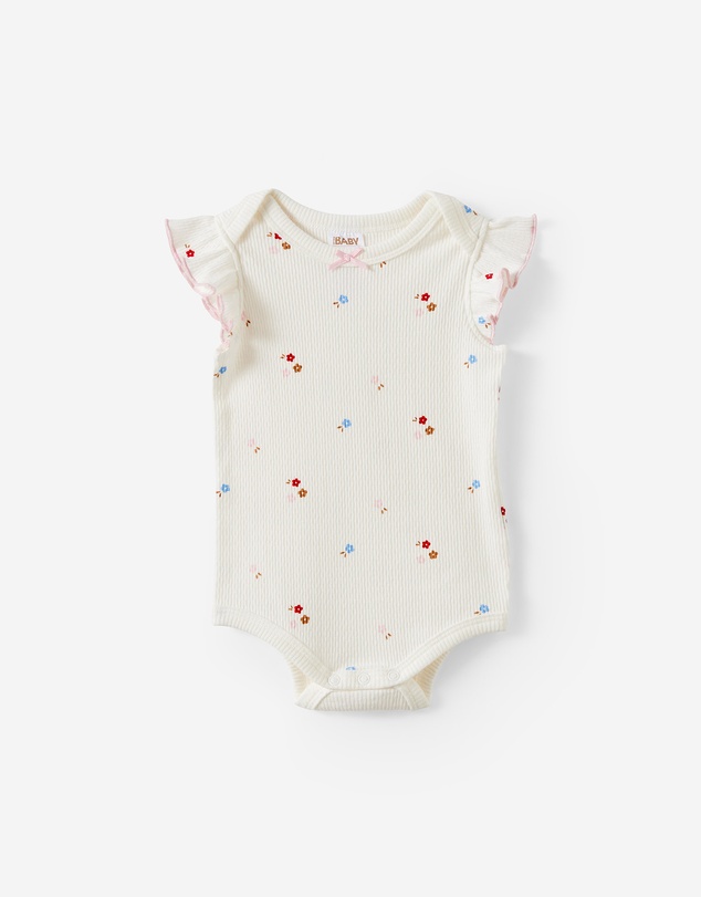 Cotton On Kids - Organic Pointelle Flutter Bubbysuit