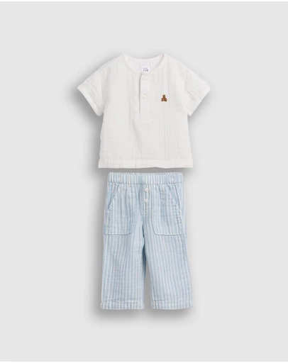 GAP - Woven SS Henley Pants Set - Babies