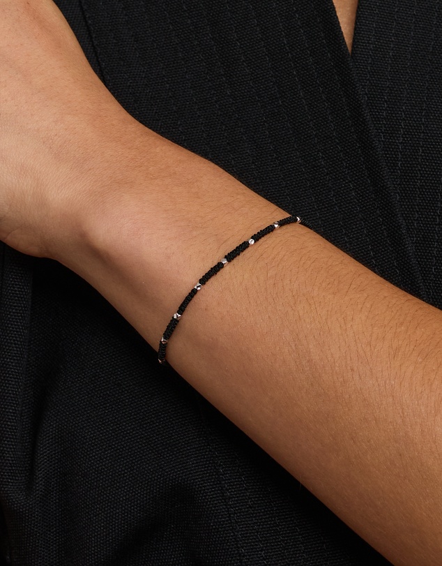 Michael Hill - Black Cord Bead Bracelet in Sterling Silver