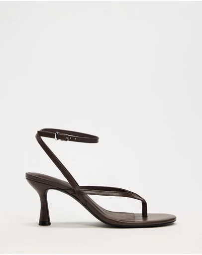 AERE - Amelia Leather Thong Heels - Women's