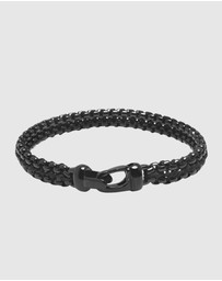 Nialaya Jewellery - Total Black Woven 8mm Box Chain Bracelet