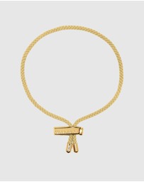 Nialaya Jewellery - Men's Beige String Bracelet with Adjustable Gold Lock