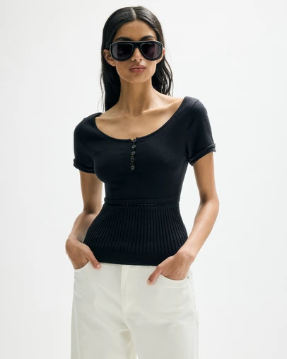 Minima Esenciales - Alouette Pointelle Knit Top