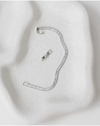 The White Collection - Sidney Bracelet - Baguette Silver Tennis Bracelet