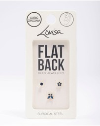 Lovisa - Gold Plated Surgical Steel Butterfly & Flower Flat Back 3-Pack
