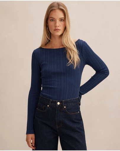 Forever New - Minka Ribbed Boat Neck Top