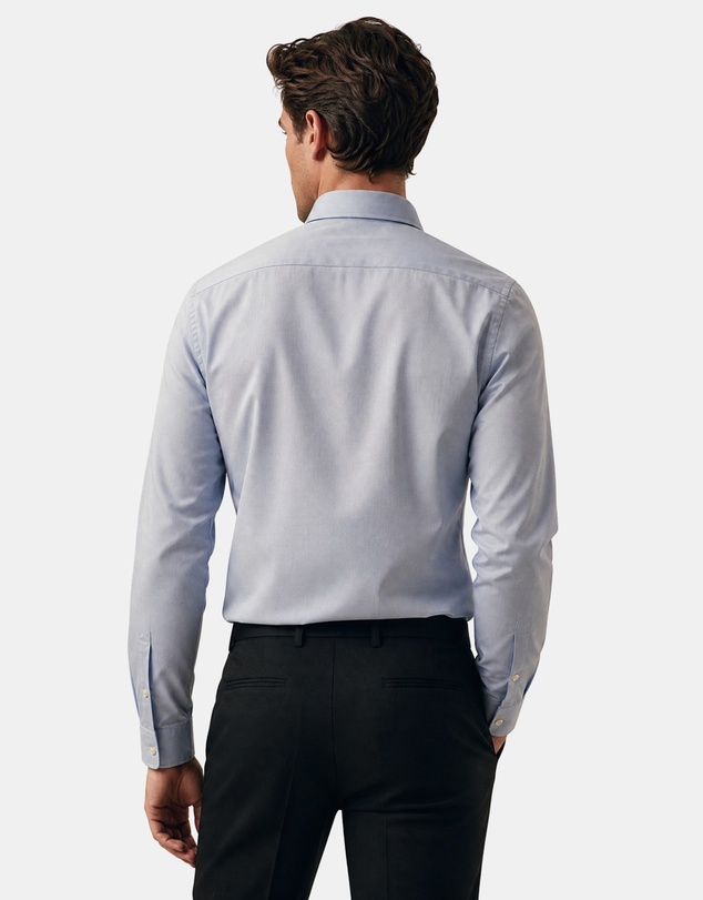 Henry Bucks - HENRY SARTORIAL Easy Care Cotton Shirt BLUE
