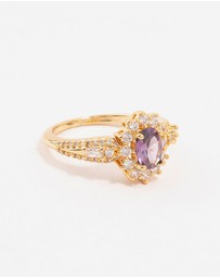 Lovisa - Gold Opulent Purple Cubic Zirconia Statement Ring